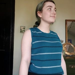 Vintage teal striped sweater tank!